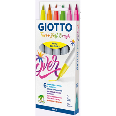 Pennarelli Giotto turbo soft brush fluo - pz 6