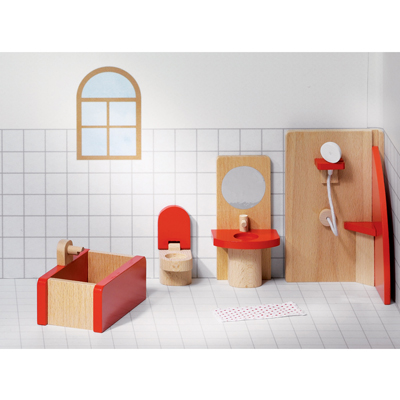 Mobili in legno per casa delle bambole bagno