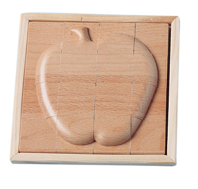 Puzzle in legno in rilievo mela