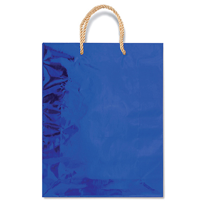 Shopper mono colore metal cm.12x37x9 blu